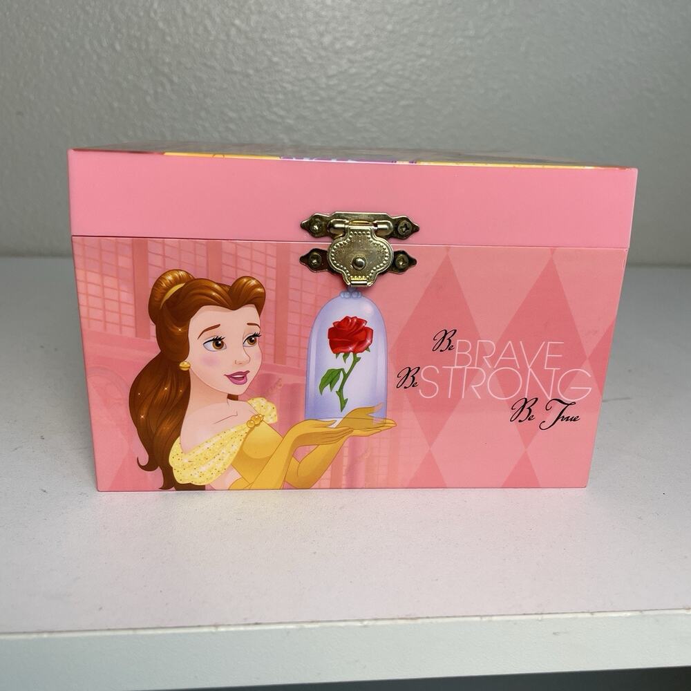 Vintage 90s Disney Princess Belle Beauty & The Beast Music Jewelry Box - Works!